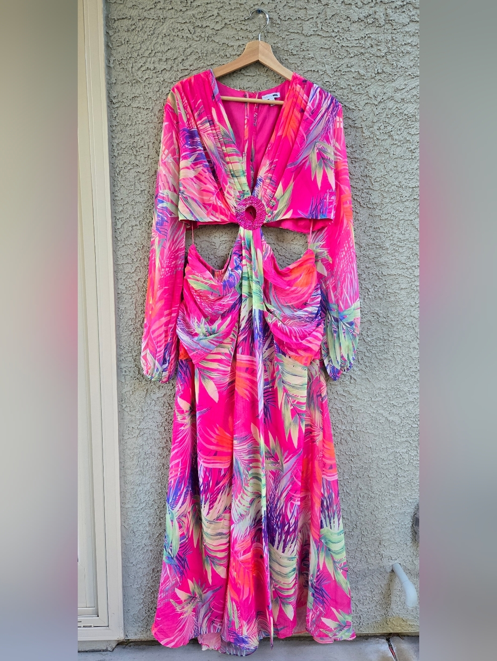Fashion Nova Tropical Cutout Maxi Dress in Pink & Multicolor - Picture 2 of 12